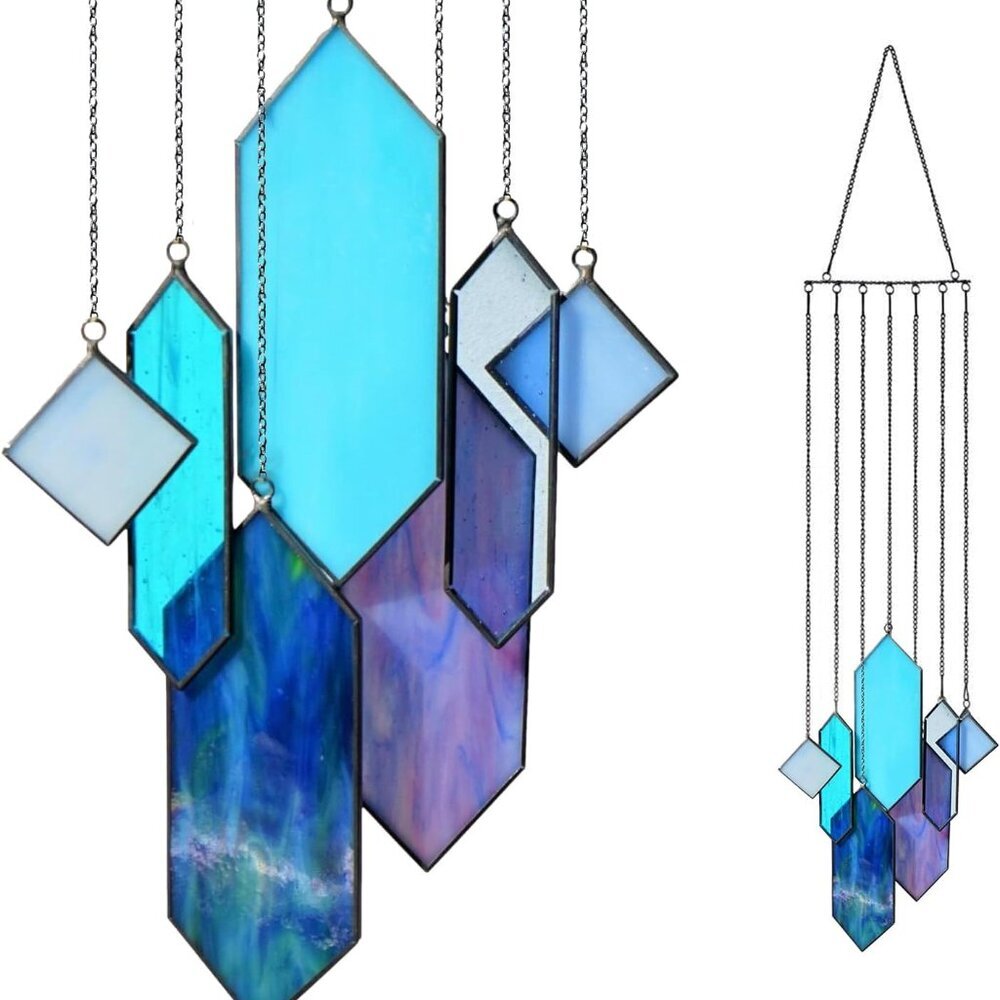 Stained Glass Suncatchers Window Hanging Wall Art Element Earth Tones Modern Des